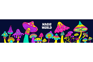 Psychedelic Mushrooms Border. Acid