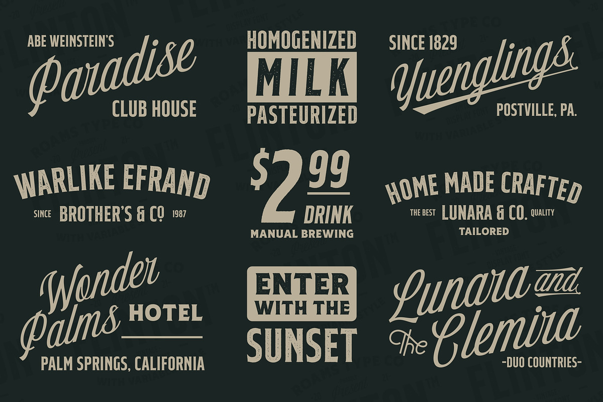 Flinton - Vintage Bundle Fonts, a Serif Font by Roams Type (Photo 8 of 14)