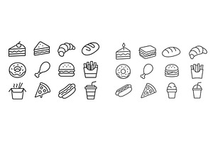 Variety of food icons featuring, a Food Illustration by ZinetroN
