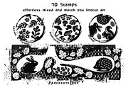 Procreate linocut brushes, a Brush Add-On by ProcreateiBox (Thumbnail 9 of 11)