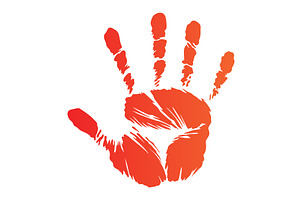 Color hand print isolated on white, an Object Illustration by the8monkey