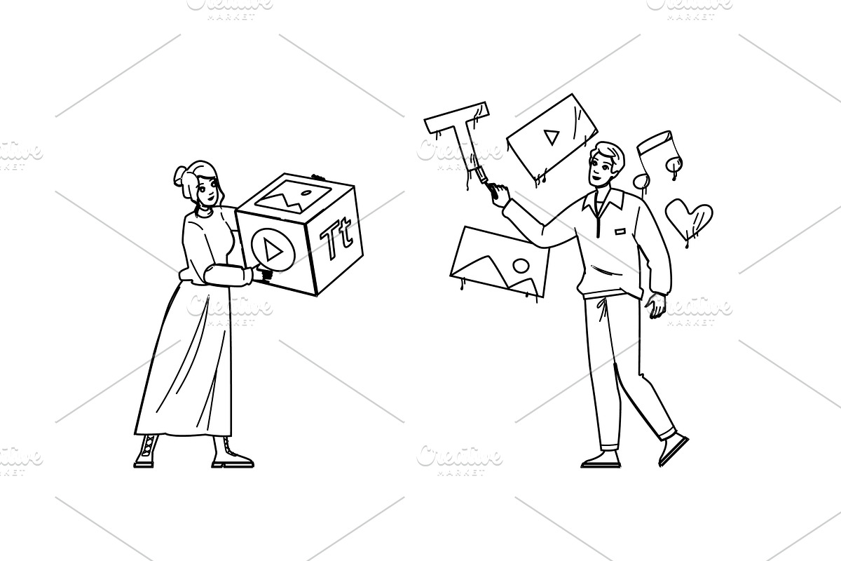 social content marketing vector, a Technology Illustration by pikepicture