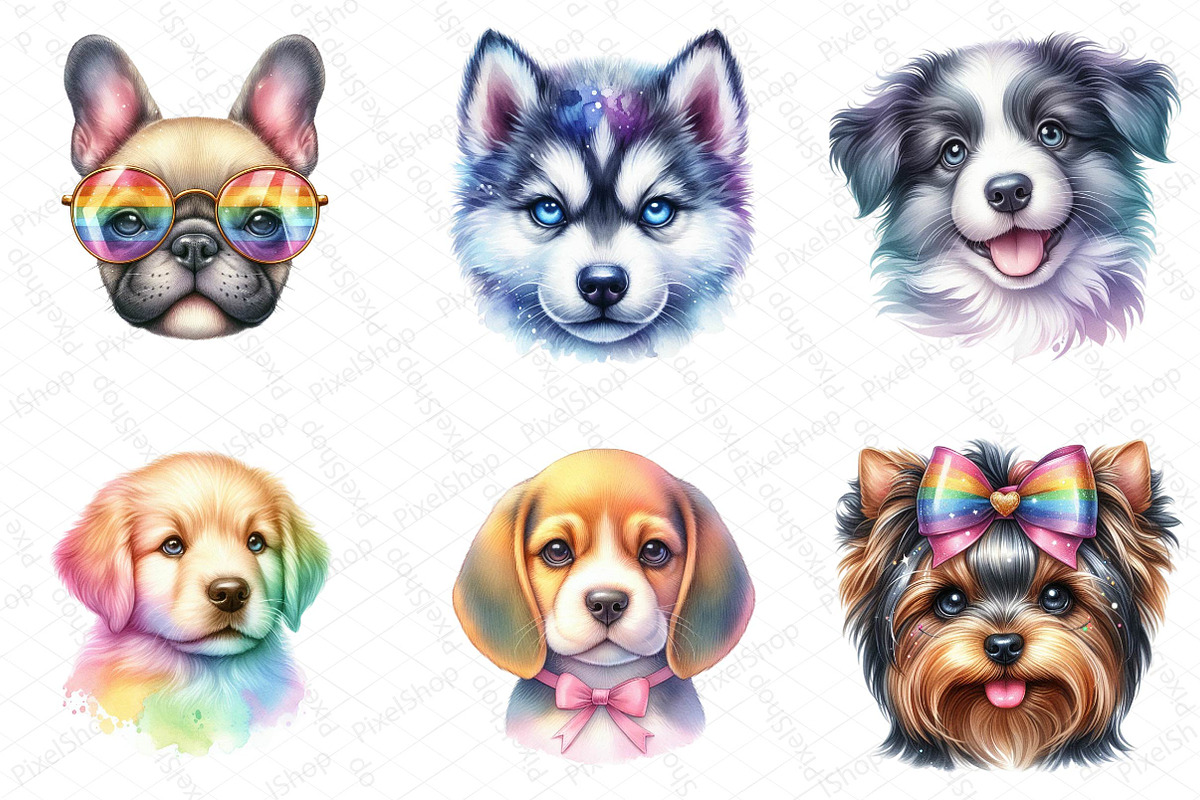Colorful Baby Dog Face Sublimation, an Illustration by DreamPrint404 (Photo 2 of 5)