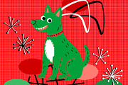 Retro Christmas Dog, an Animal Illustration by Sharon Schwalbe (Thumbnail 2 of 2)