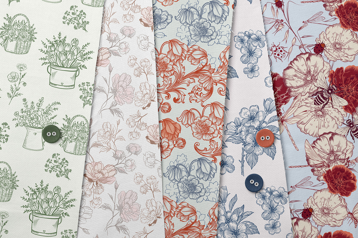 Seamless vector Floral Pattern set, a Pattern Graphic by FleurArt (Photo 7 of 16)