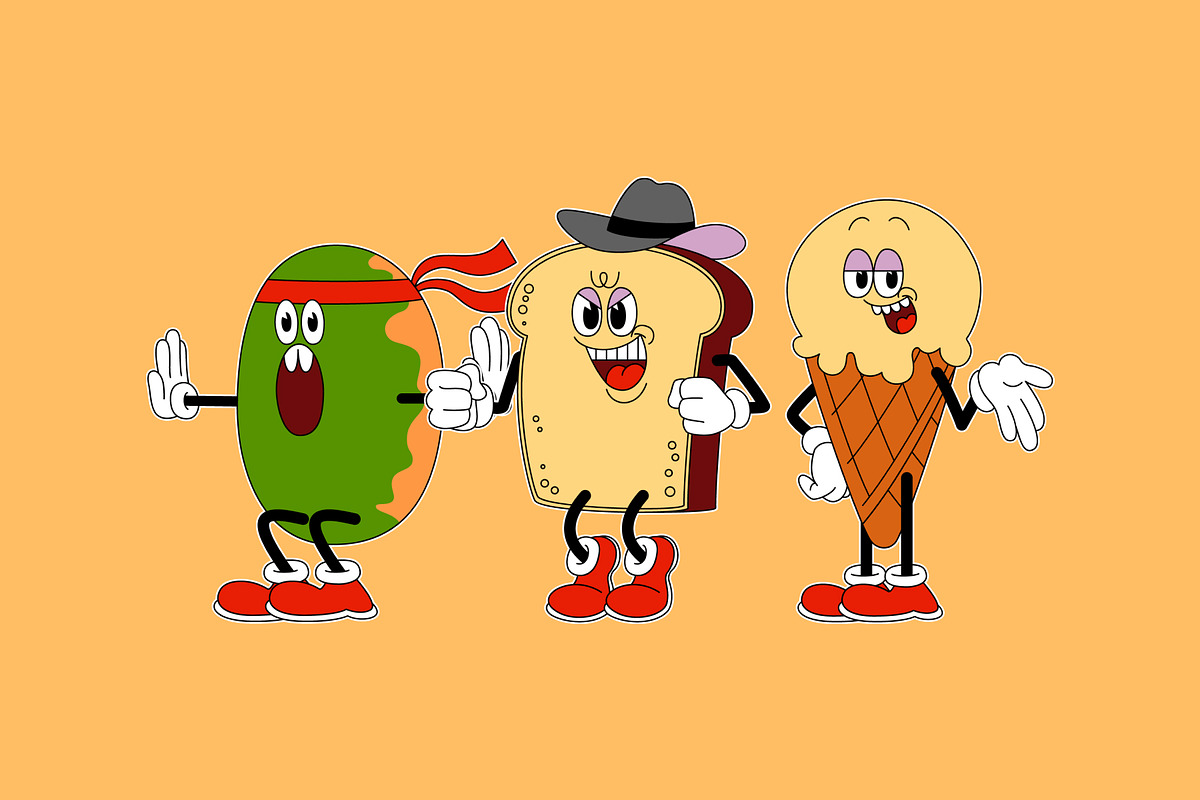 Fast Food Retro Mascot Illustration, an Object Graphic by SLAB! Design (Photo 3 of 3)