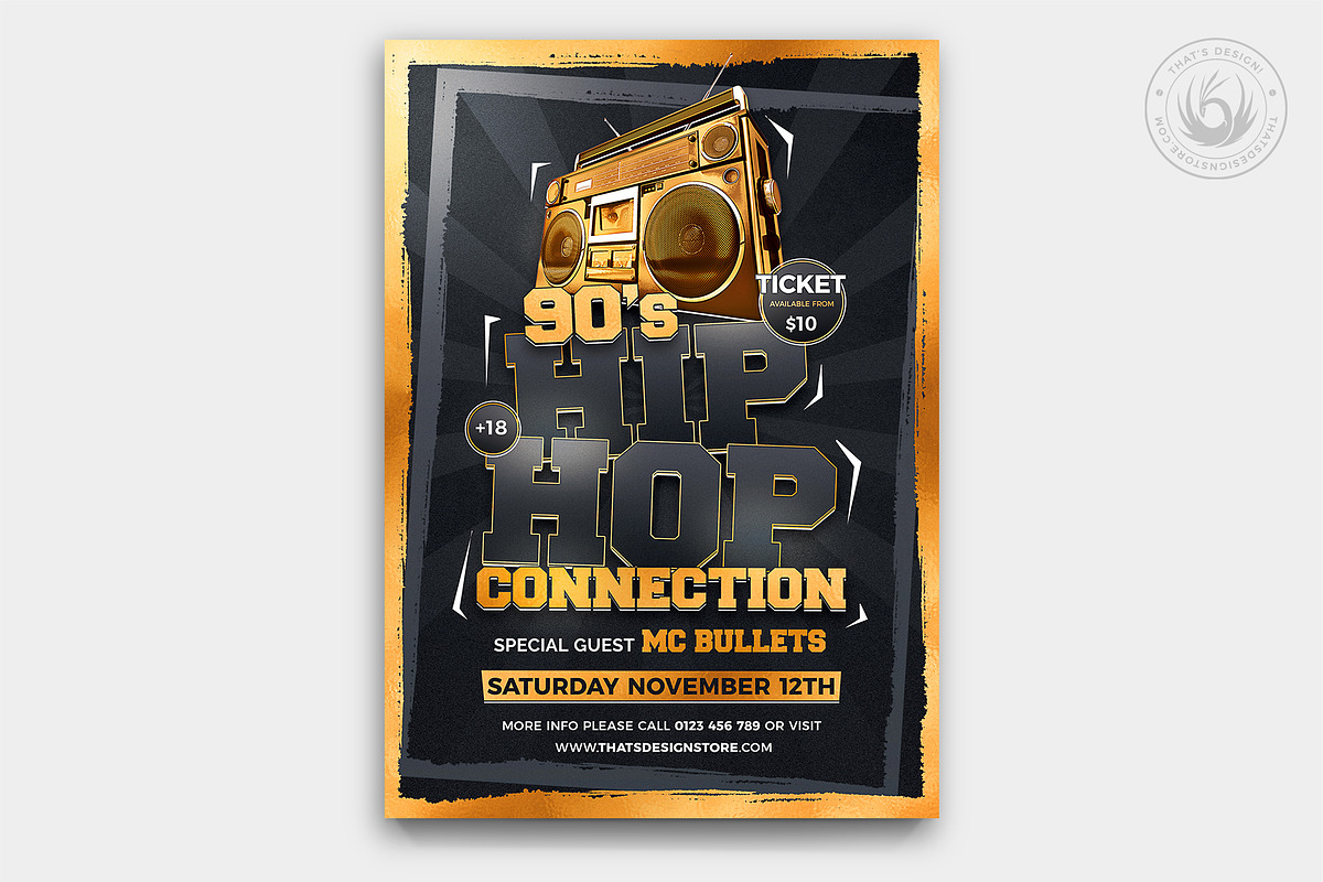 HipHop Connection Flyer Template V2, a Flyer Template by ThatsDesignArt (Photo 1 of 7)