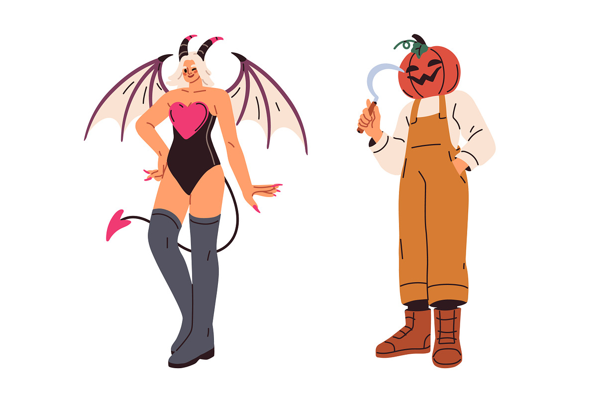 Halloween people set + patterns, a Person Illustration by Good Studio (Photo 8 of 19)