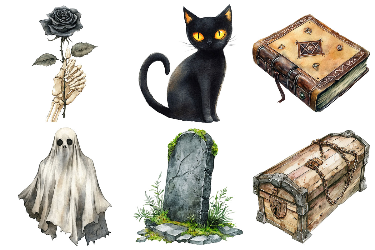 Vintage Creepy Halloween Clipart, an Illustration by Pixels.Craft (Photo 3 of 7)