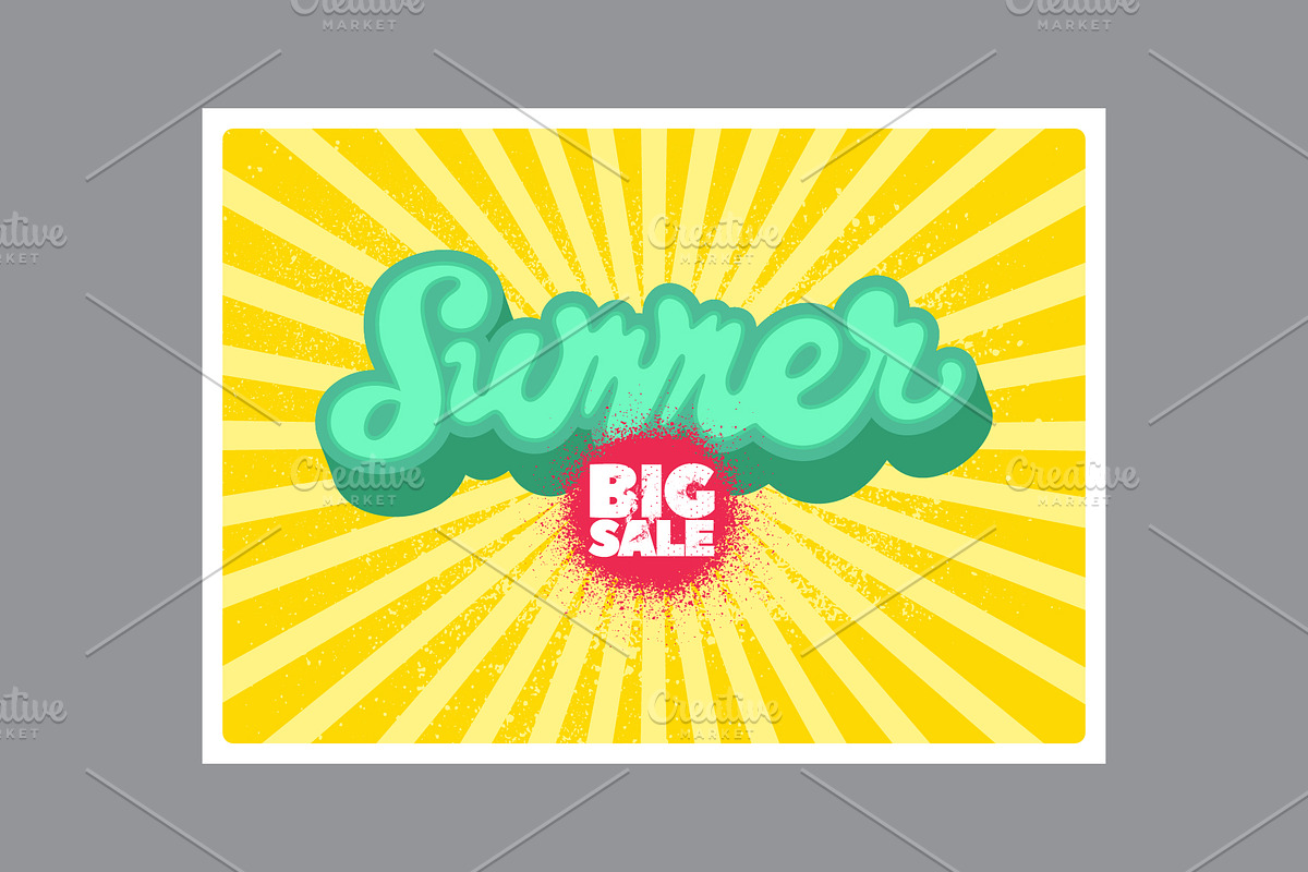 Summer Sale grunge vector poster set, a Seasonal Illustration by PoPaShop (Photo 5 of 9)