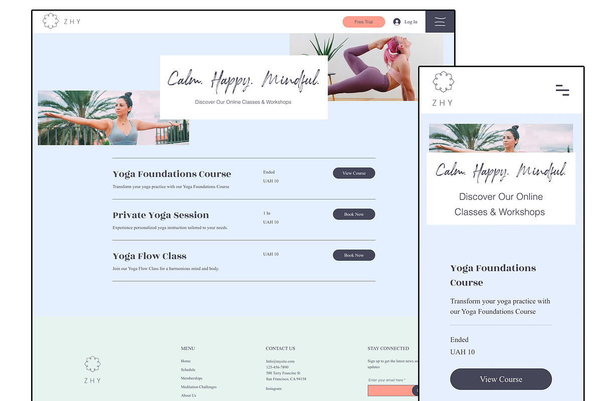 Yoga website template, a Wix Template by PATCHPO (Photo 3 of 9)