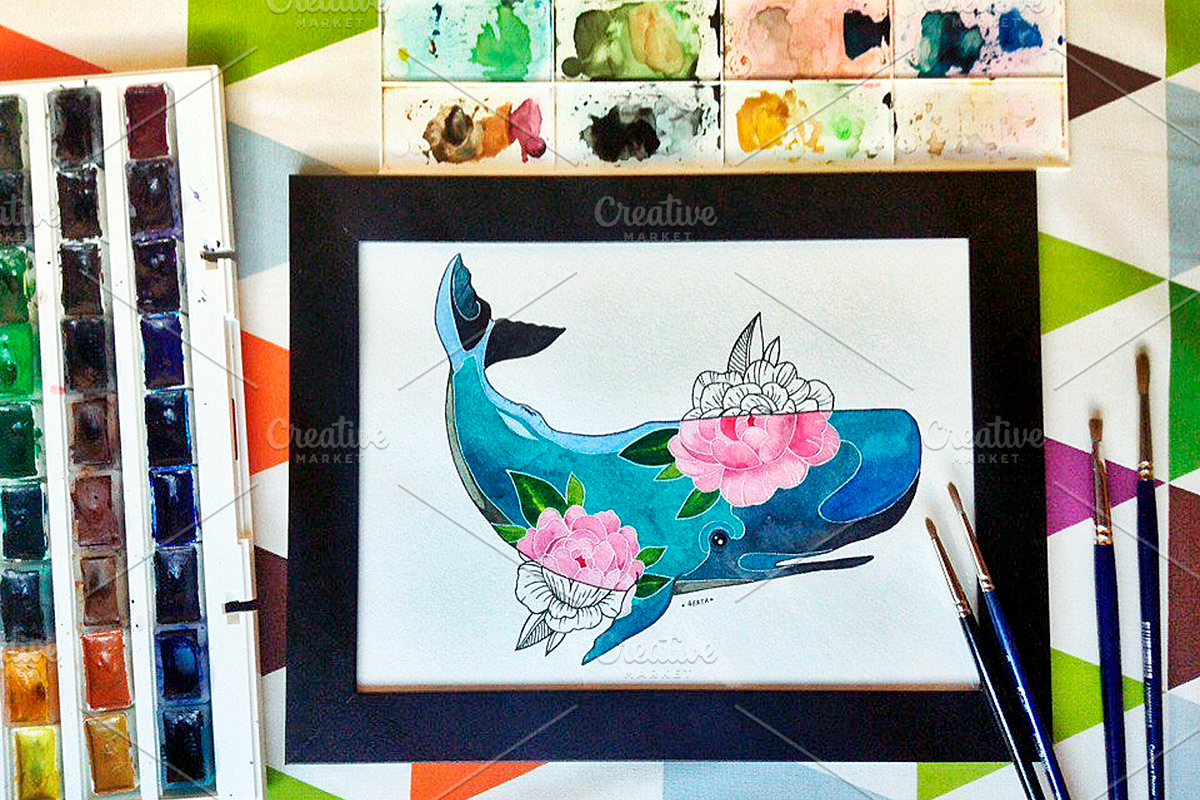 I whale always love U...(watercolor), an Illustration by 4erta (Photo 4 of 5)