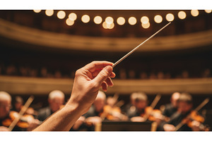 Conductor hand holding white baton, an Arts & Entertainment Photo by Igor Tichonow