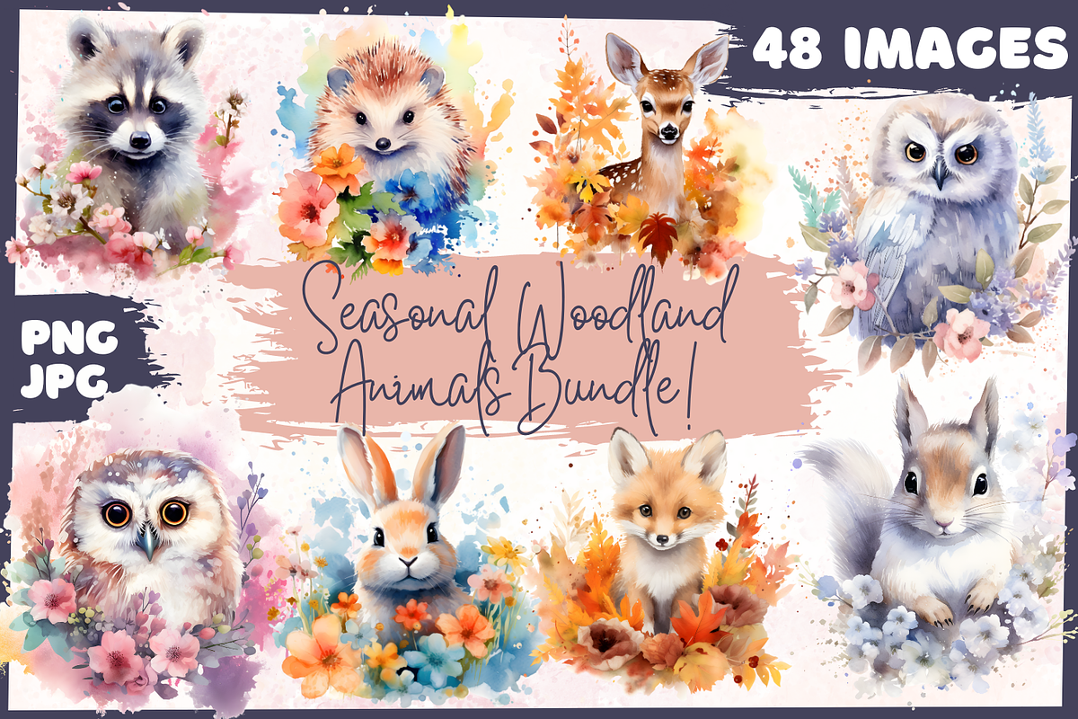 Seasons Woodland Animals Bundle, an Animal Illustration by Whimsy & Wishes (Photo 1 of 7)