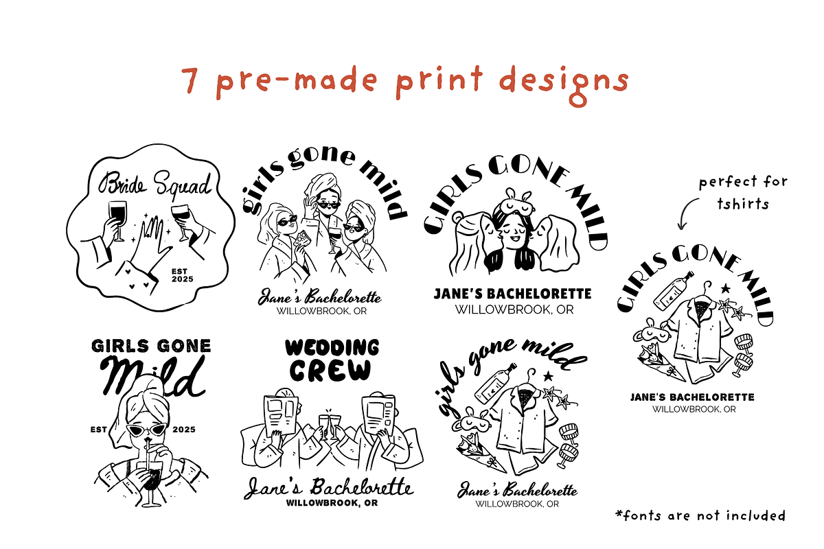 Whimsical bachelorette party clipart, a Decorative Illustration by Heartwarming Art (Photo 13 of 14)