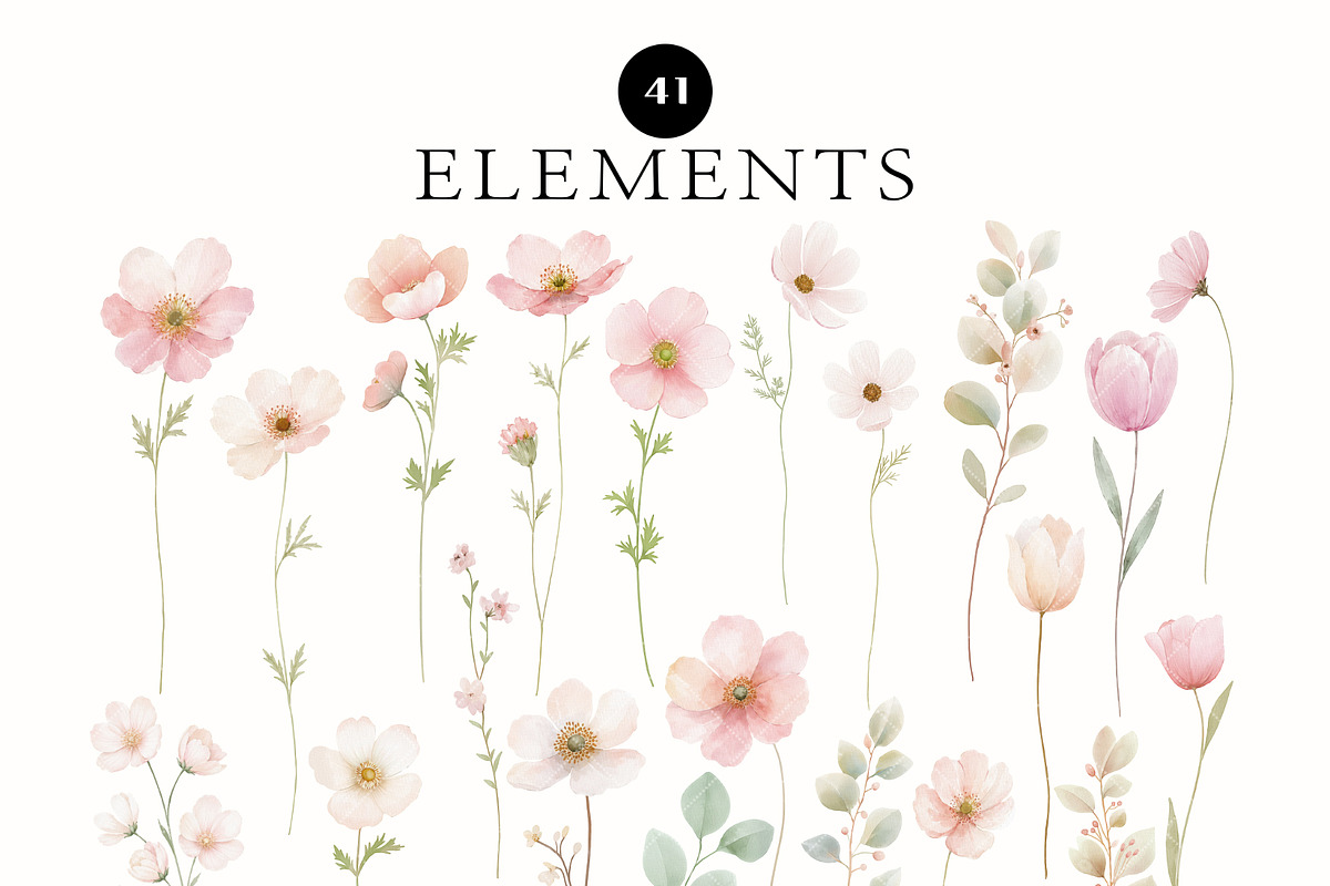 Pink Wildflower Butterfly Clipart, a Decorative Illustration by OKArtHub (Photo 3 of 11)