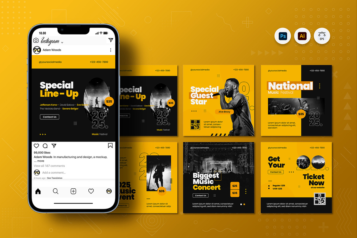 Music Fest Instagram Post, a Social Media Template by Fannan Studio