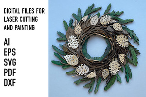 Pinecone wreath, an Object Graphic by HelloWood