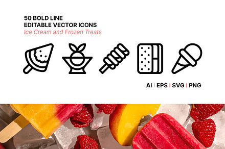 50 Ice Cream and Frozen Treats Icons