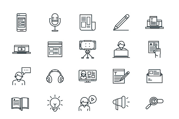 Content Blogging Icons Set preview 2
