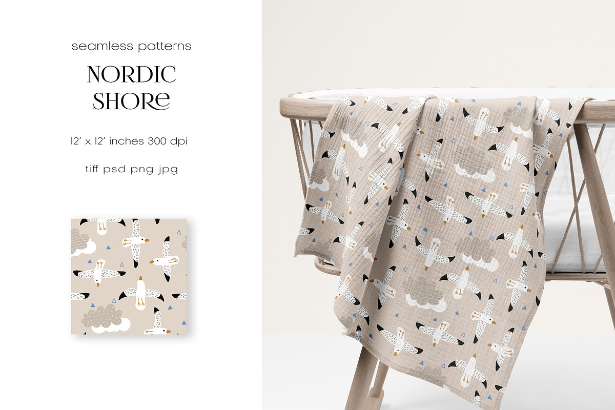 Nordic Shore – Patterns Collection, a Pattern Graphic by PROTEA Watercolor Studio (Photo 4 of 10)