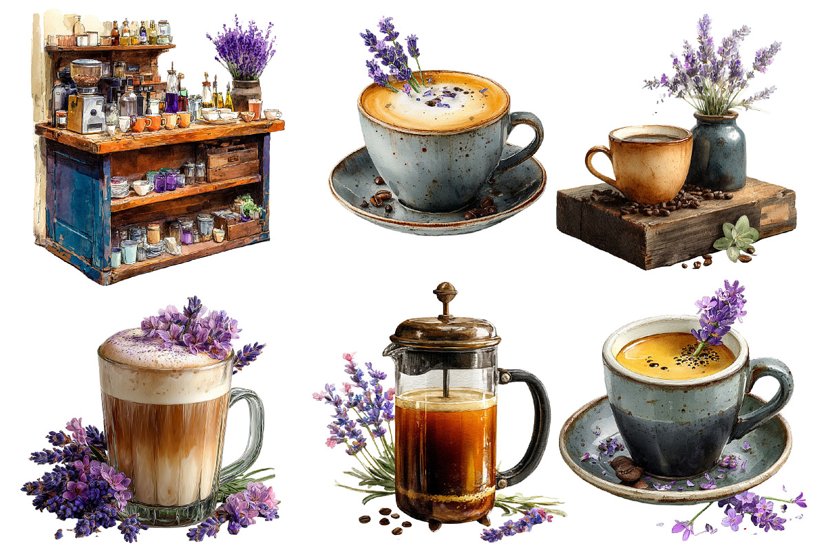 Lavender Coffee Clipart, an Illustration by Designworld (Photo 4 of 7)