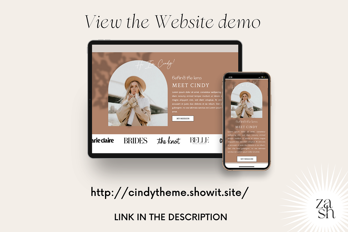 Cindy - Boho Showit Website Template, a Wix Template by Studio Zash (Photo 3 of 10)