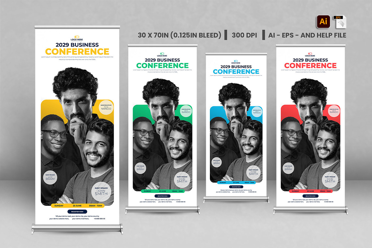 Conference roll up banner design, a Stationery Template by Tanmoy Topu
