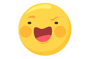 Yellow Face Emoji Winking And