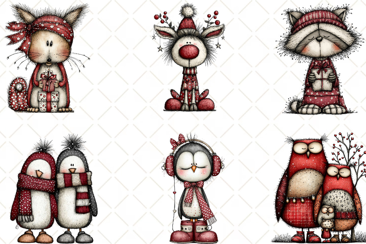 Whimsical Christmas Animal Clipart, an Animal Illustration by Black Bird Studio (Photo 5 of 6)
