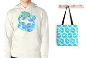 Playing Watercolor DOLPHINS, a Pattern Graphic by ekaart (Thumbnail 3 of 6)