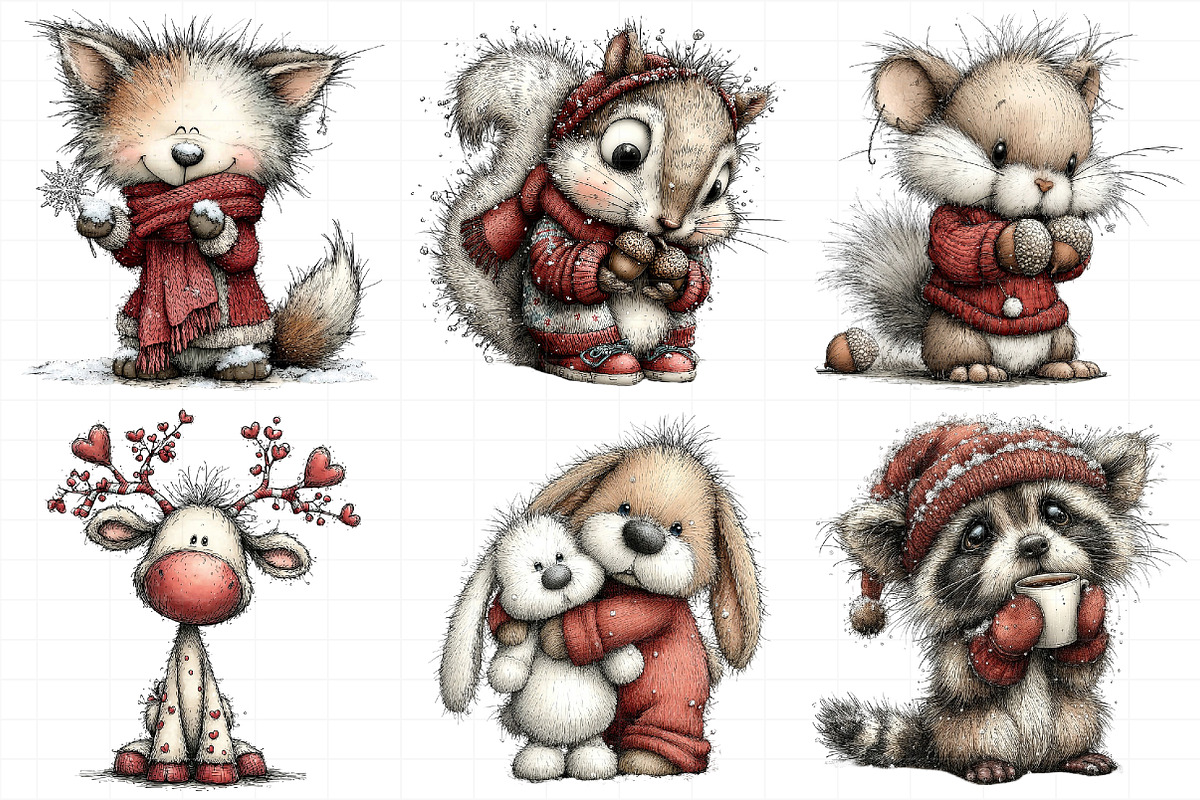 Whimsical Winter Animals Clipart Png, an Illustration by Daily.Designs (Photo 4 of 8)