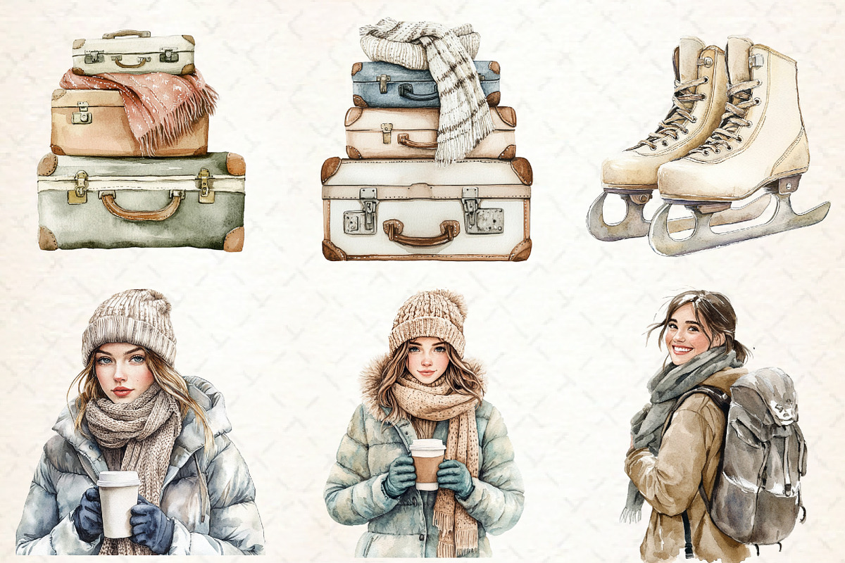 Watercolor Rustic Winter Clipart, an Illustration by Libby Wishes (Photo 3 of 7)