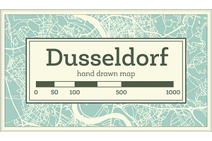 Dusseldorf Germany City Map in Retro, a Transportation Illustration by Booblgum
