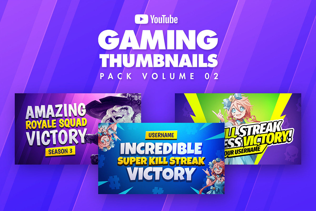 Gaming Youtube Thumbnails Pack 02, a Social Media Template by Odin_Design