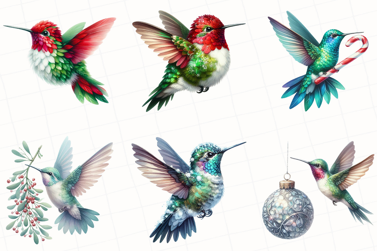 Christmas Hummingbird Clipart, an Illustration by OK Design (Photo 4 of 5)