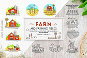 Farm icons and farming fields, an Outline Icon by Bezvershenko (Thumbnail 1 of 8)