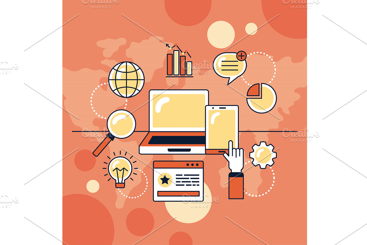 research concept with devices, an Object Illustration by studiogstock