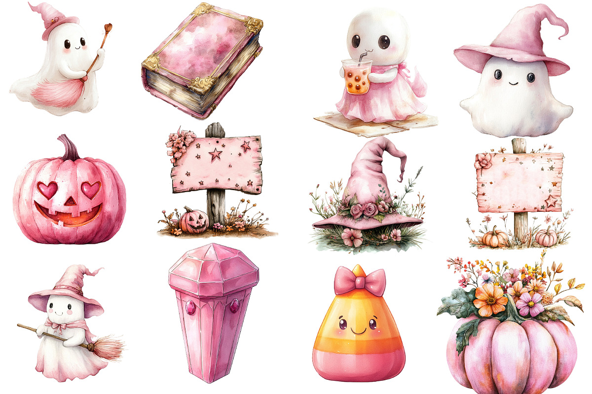 Pink Halloween Sublimation Clipart, an Illustration by Designworld (Photo 3 of 5)