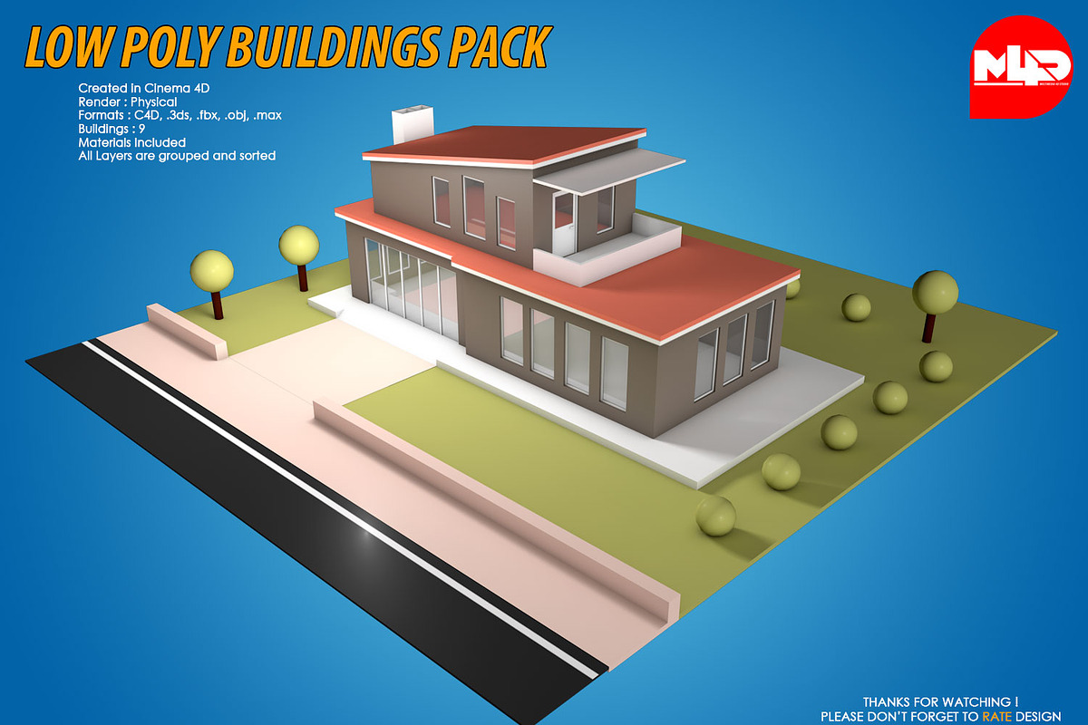 Low Poly Buildings Pack, an Architecture 3D Model by multimedia4ds (Photo 8 of 10)