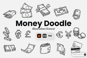 Money Doodle Illustration Element, an Object Graphic by SLAB! Design