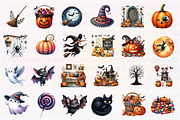 Watercolor Brush Doodle Halloween, an Illustration by CreationArt (Thumbnail 2 of 4)