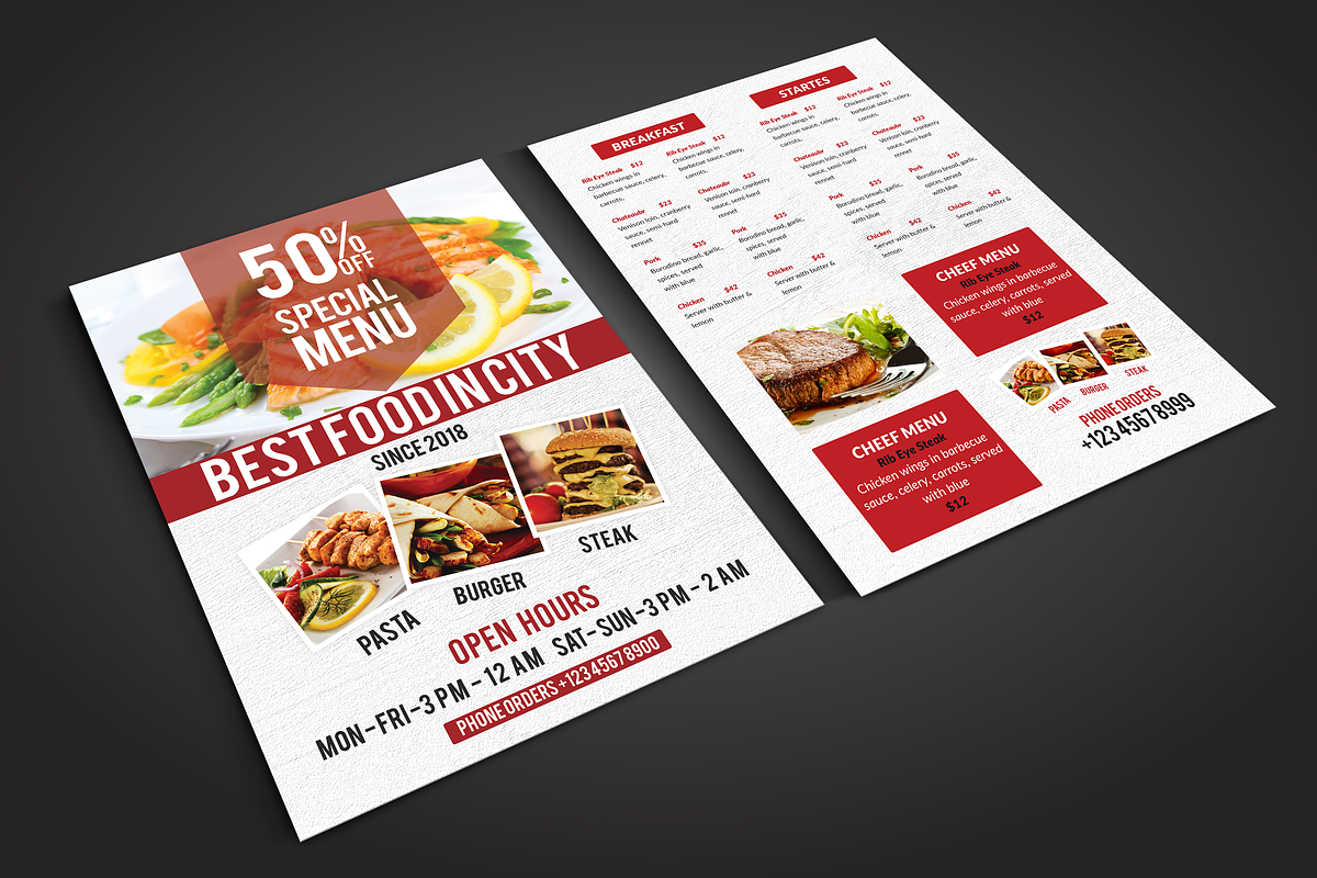 Restaurant Menu, a Flyer Template by AfzaalGraphics (Photo 2 of 5)