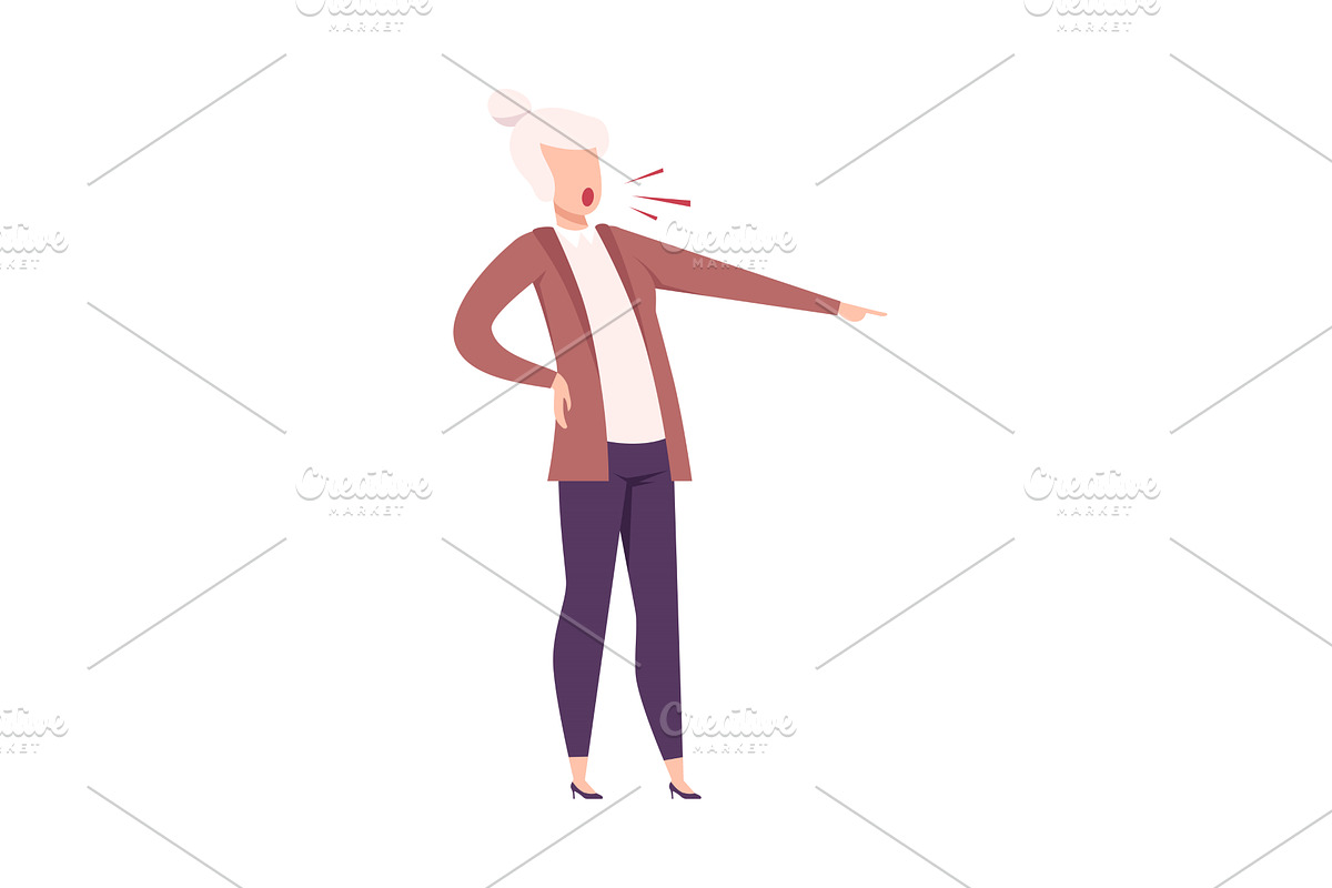 Rude Female Office Worker Character, a Person Illustration by TopVectors