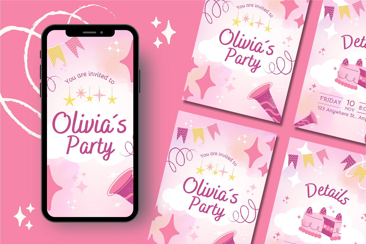 Party Invitation Canva Template, a Design Template by TemplateCastleStore (Photo 2 of 5)