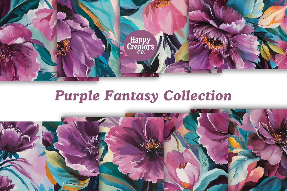 Purple Fantasy Digital Papers, a Pattern Graphic by Happy Creators Co. (Photo 5 of 7)