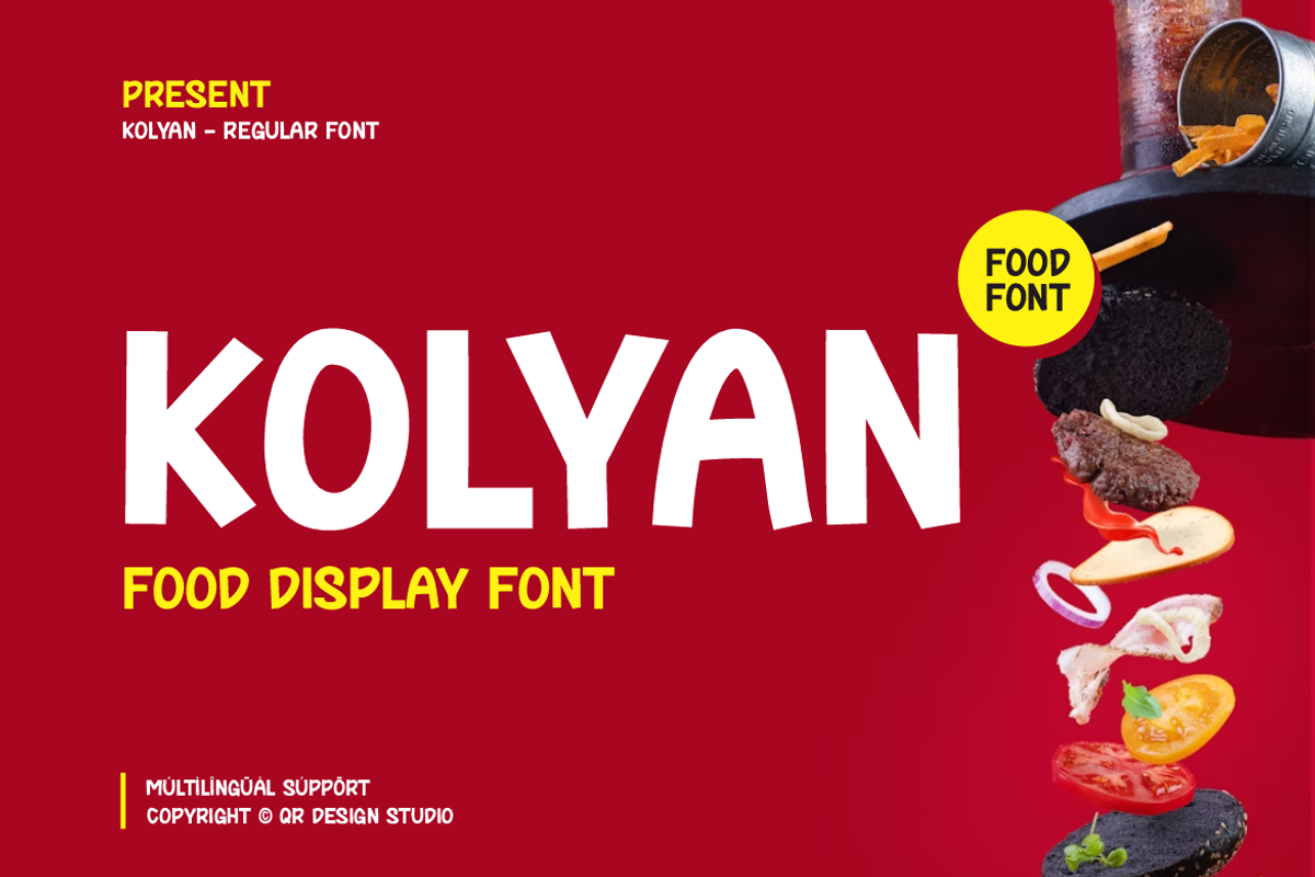 Kolyan - Food Font, a Sans Serif Font by QR Design Studio (Photo 1 of 13)