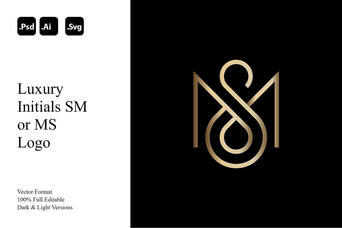 Luxury Initials SM or MS Logo, a Branding & Logo Template by Luxury Logos (Photo 1 of 4)