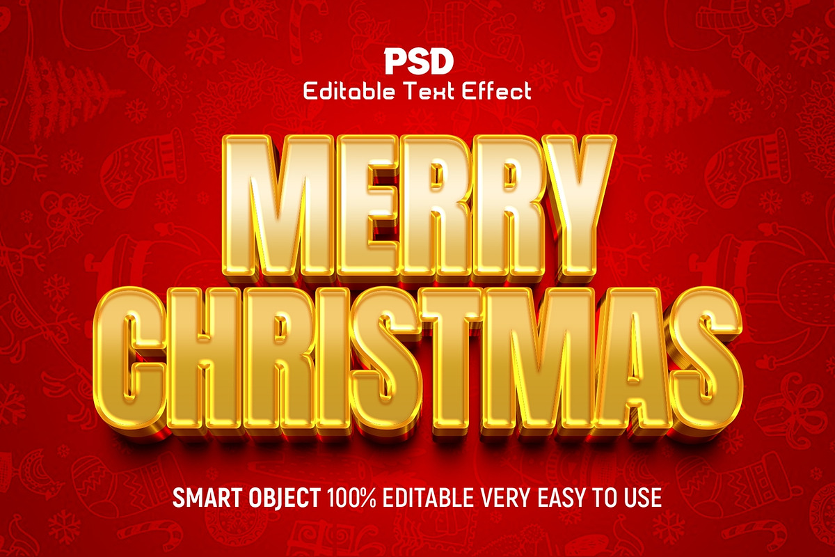 Gold Merry Christmas 3D Text Effect, a Layer Style Add-On by Design Fly