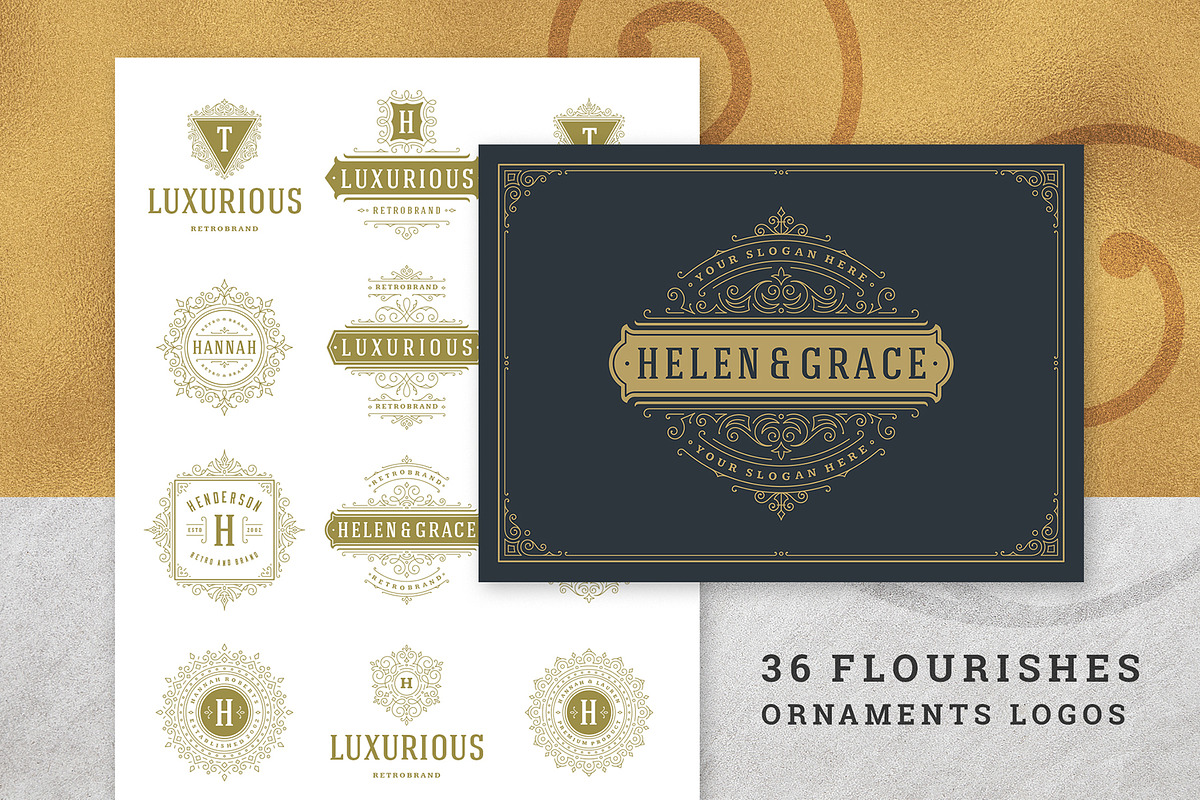 36 Luxury Ornament Logos, a Branding & Logo Template by Vasya Kobelev (Photo 1 of 13)